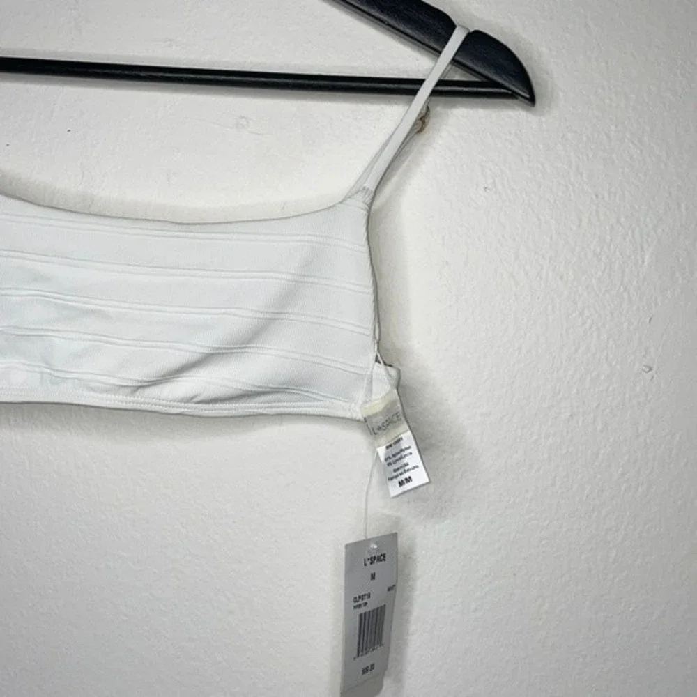 L*SPACE Womens Sz Medium White Piper Bikini Top - Picture 6 of 9